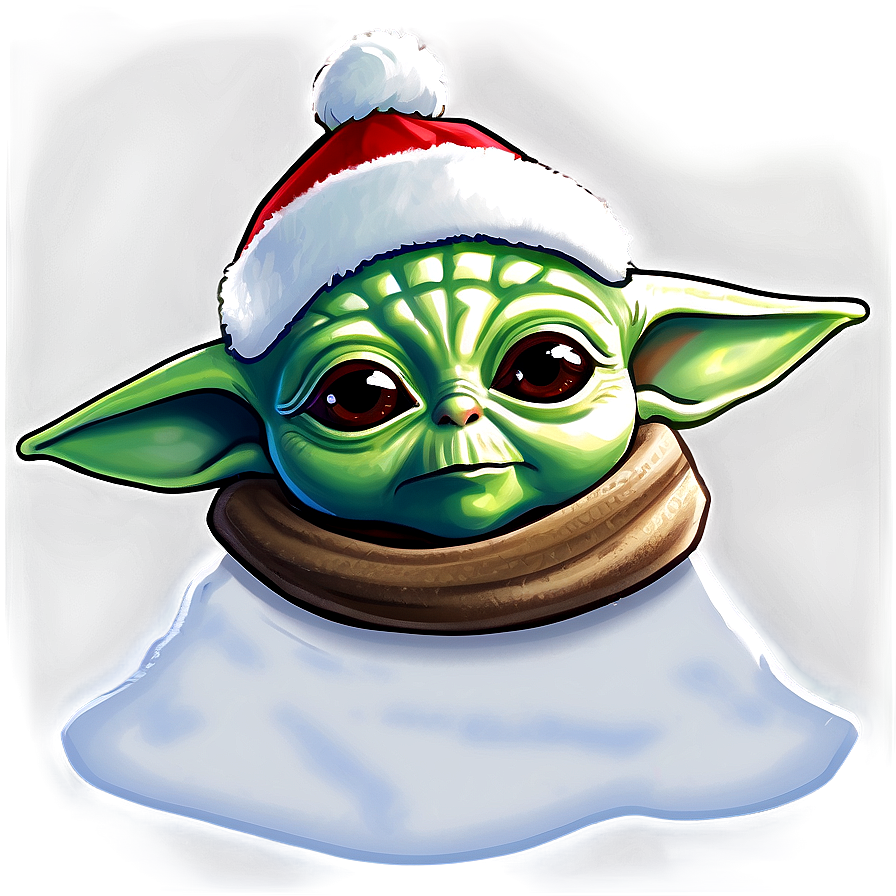 Baby Yoda Cartoon With Christmas Hat Png Iqv