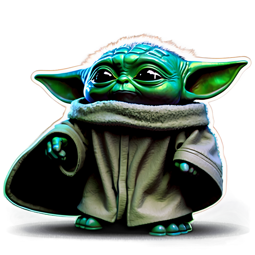 Baby Yoda Cartoon With Starship Png 73