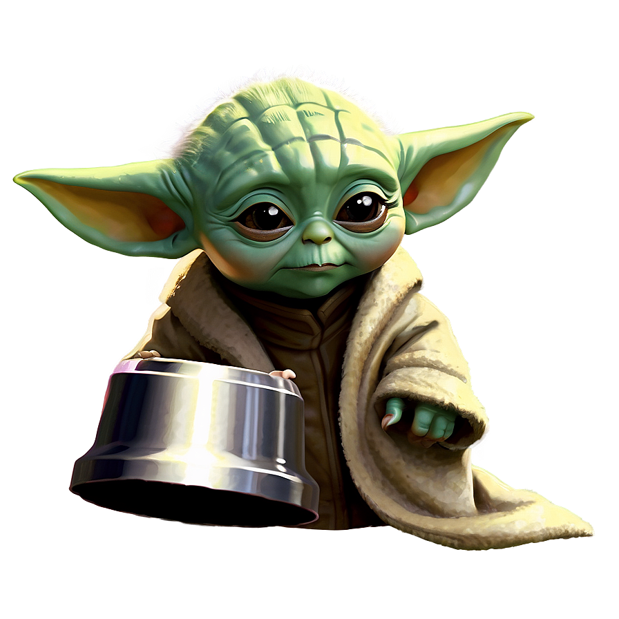 Baby Yoda With Cup Png 05062024
