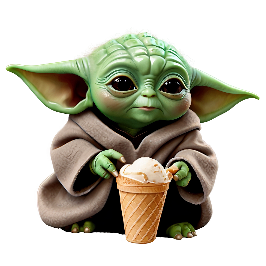 Baby Yoda With Ice Cream Png Cny