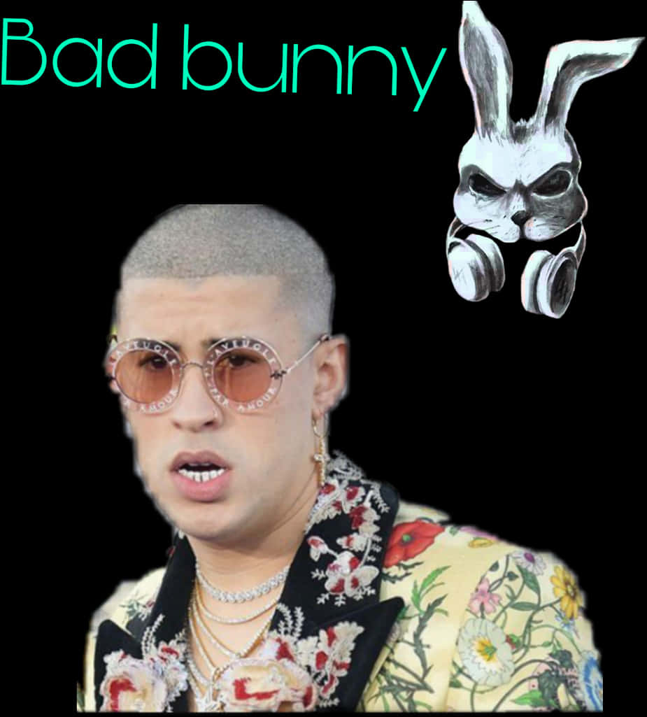 Bad Bunny Graphic Portrait