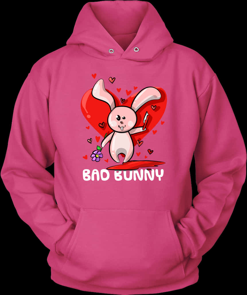 Bad Bunny Pink Hoodie Design