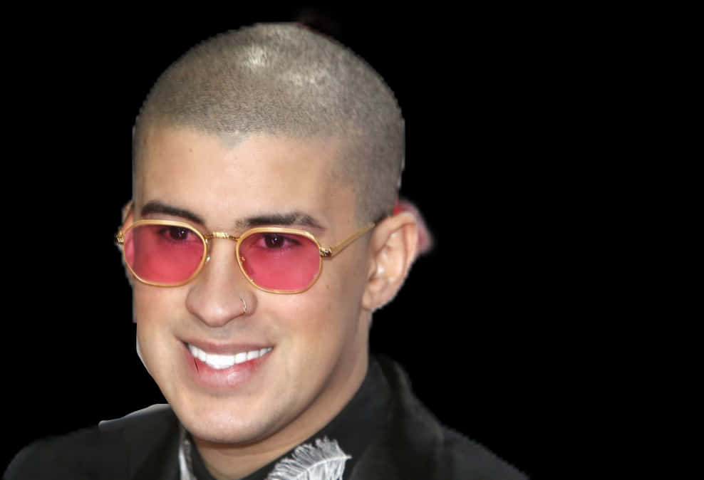 Bad Bunny Red Sunglasses Smiling