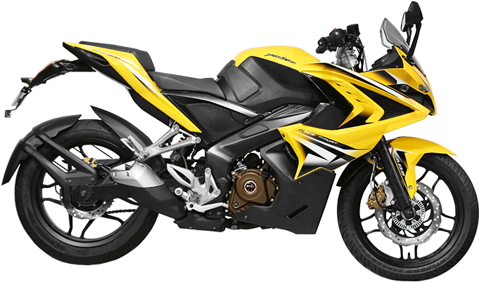Bajaj Pulsar Sporty Motorcycle Yellow Black