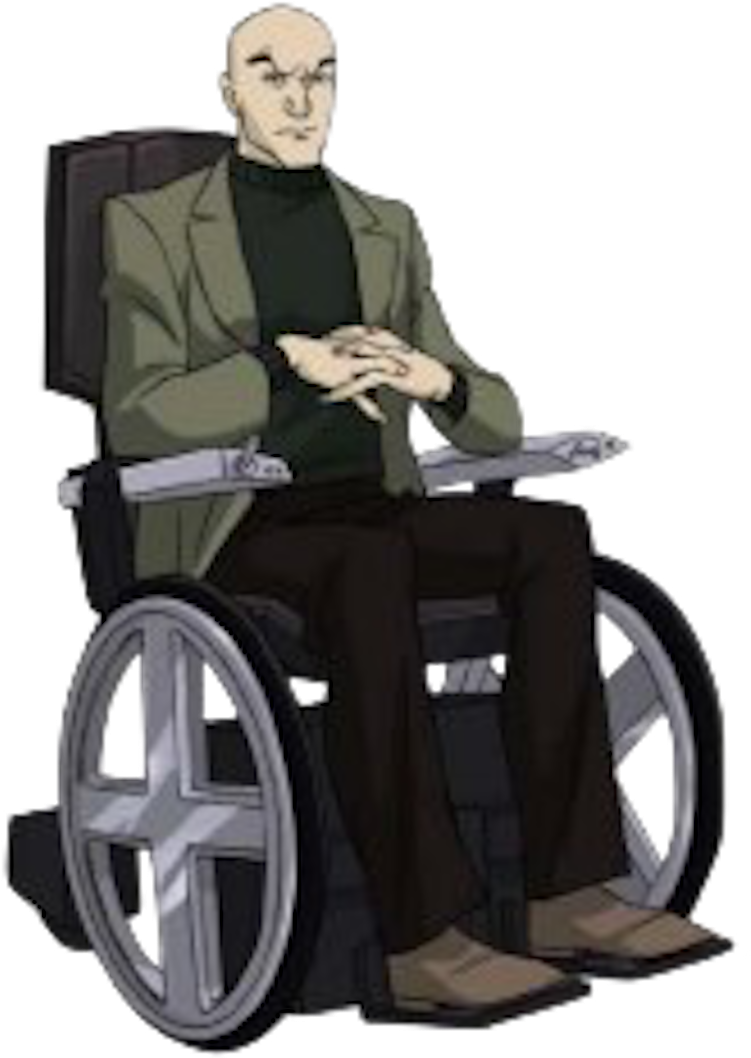 Bald Anime Characterin Wheelchair