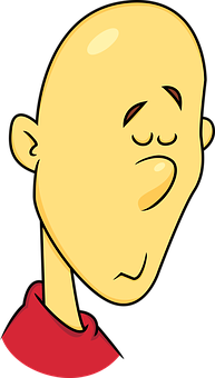 Bald Cartoon Character Red Collar