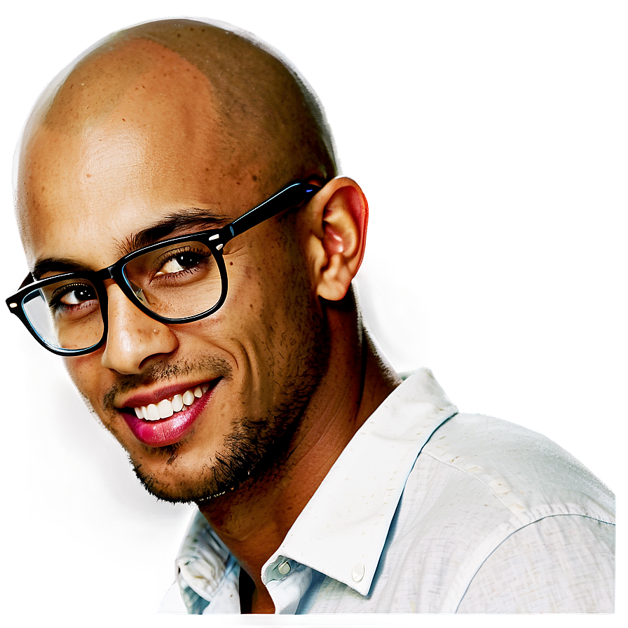 Bald Head With Glasses Png Dwg