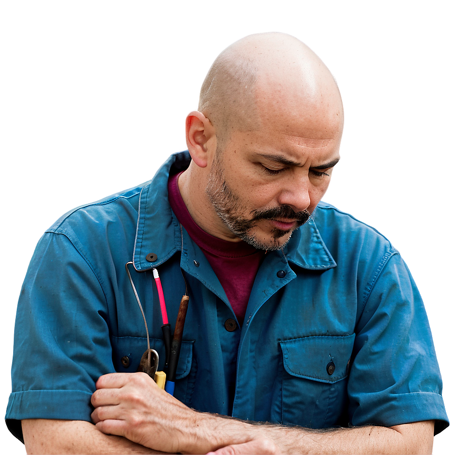 Bald Mechanic Repairing Png 06202024