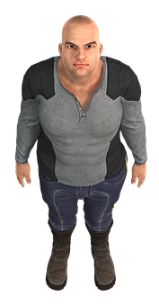 Bald Muscular Man3 D Model