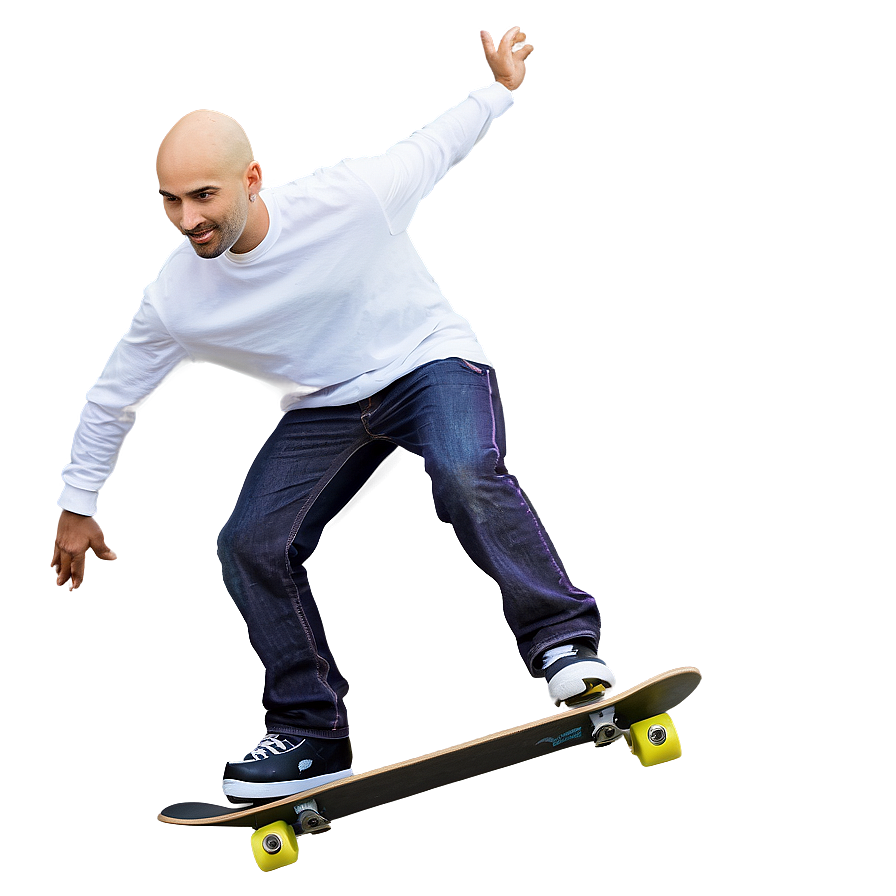 Bald Skater Doing Tricks Png 06202024