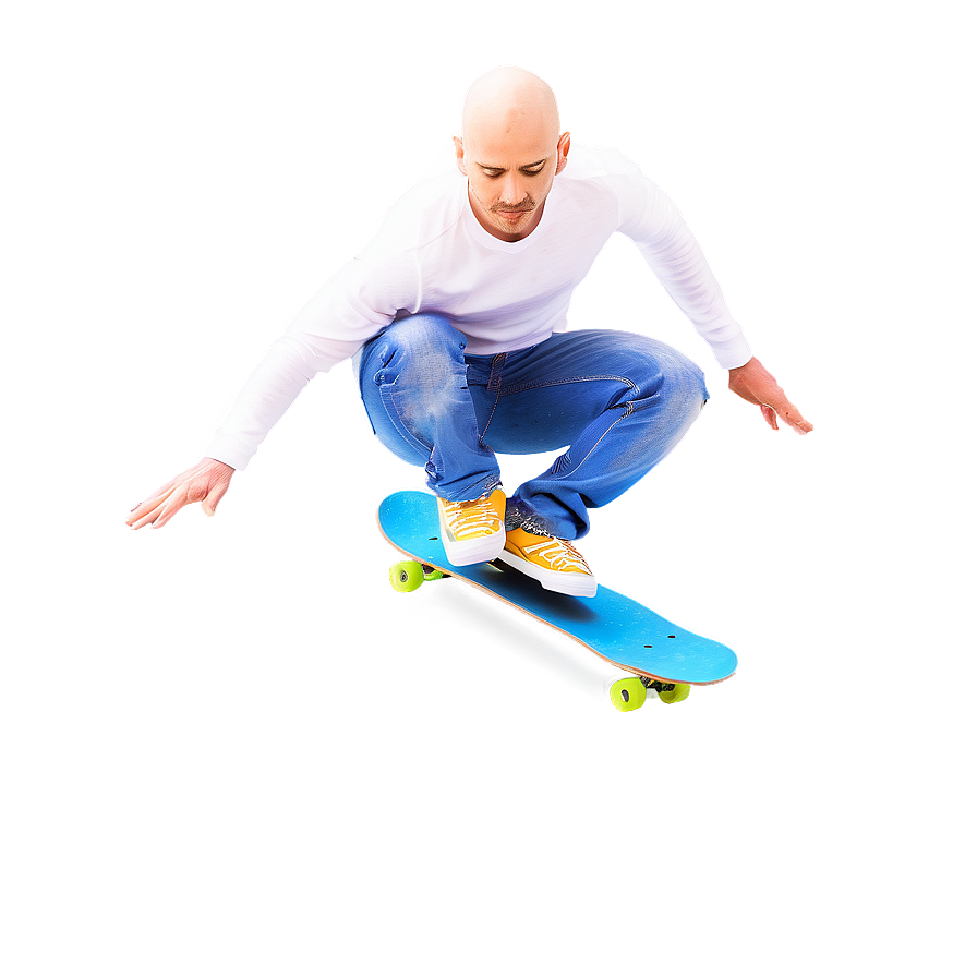 Bald Skater Doing Tricks Png Khr97