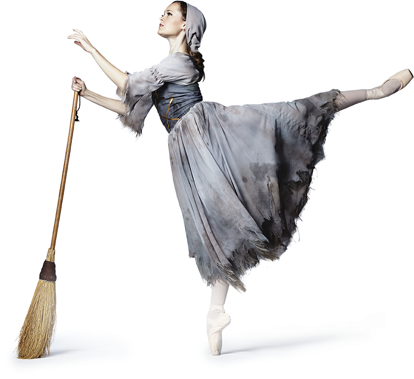 Ballet Dancerwith Broom Graceful Pose