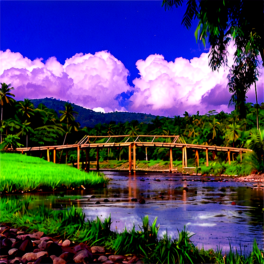 Bamboo Bridge Over River Png 65