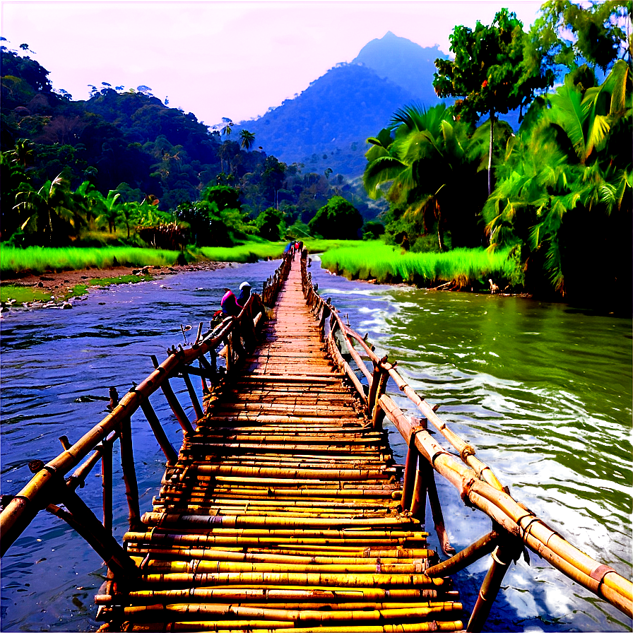 Bamboo Bridge Over River Png 91