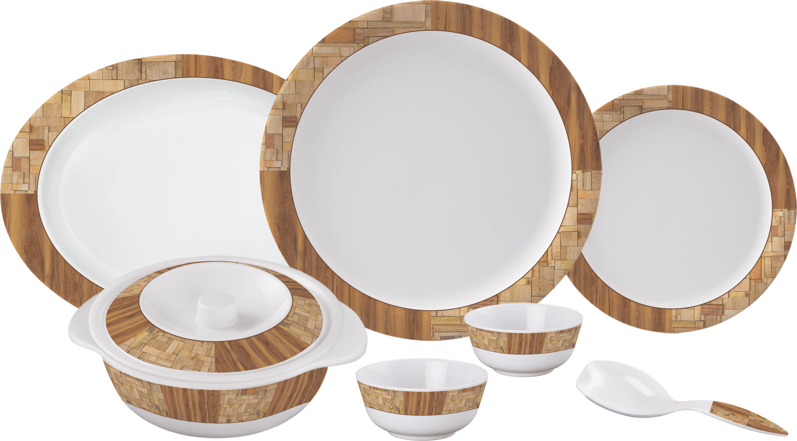 Bamboo Trimmed Dinnerware Set