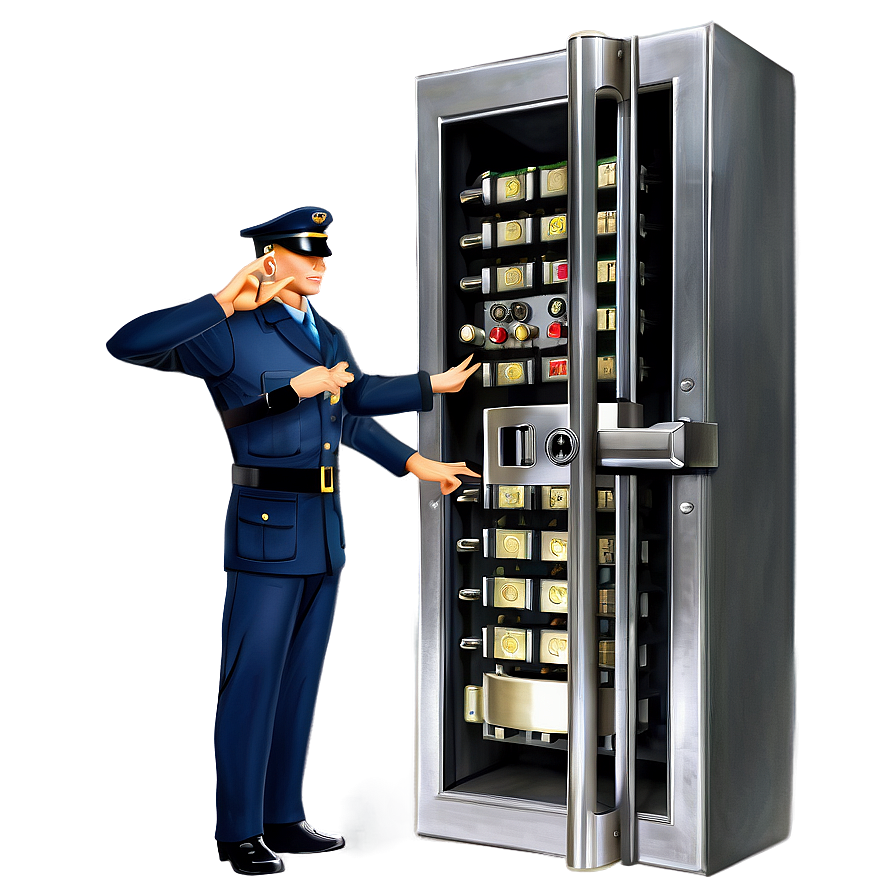 Bank Vault With Guard Png 06262024