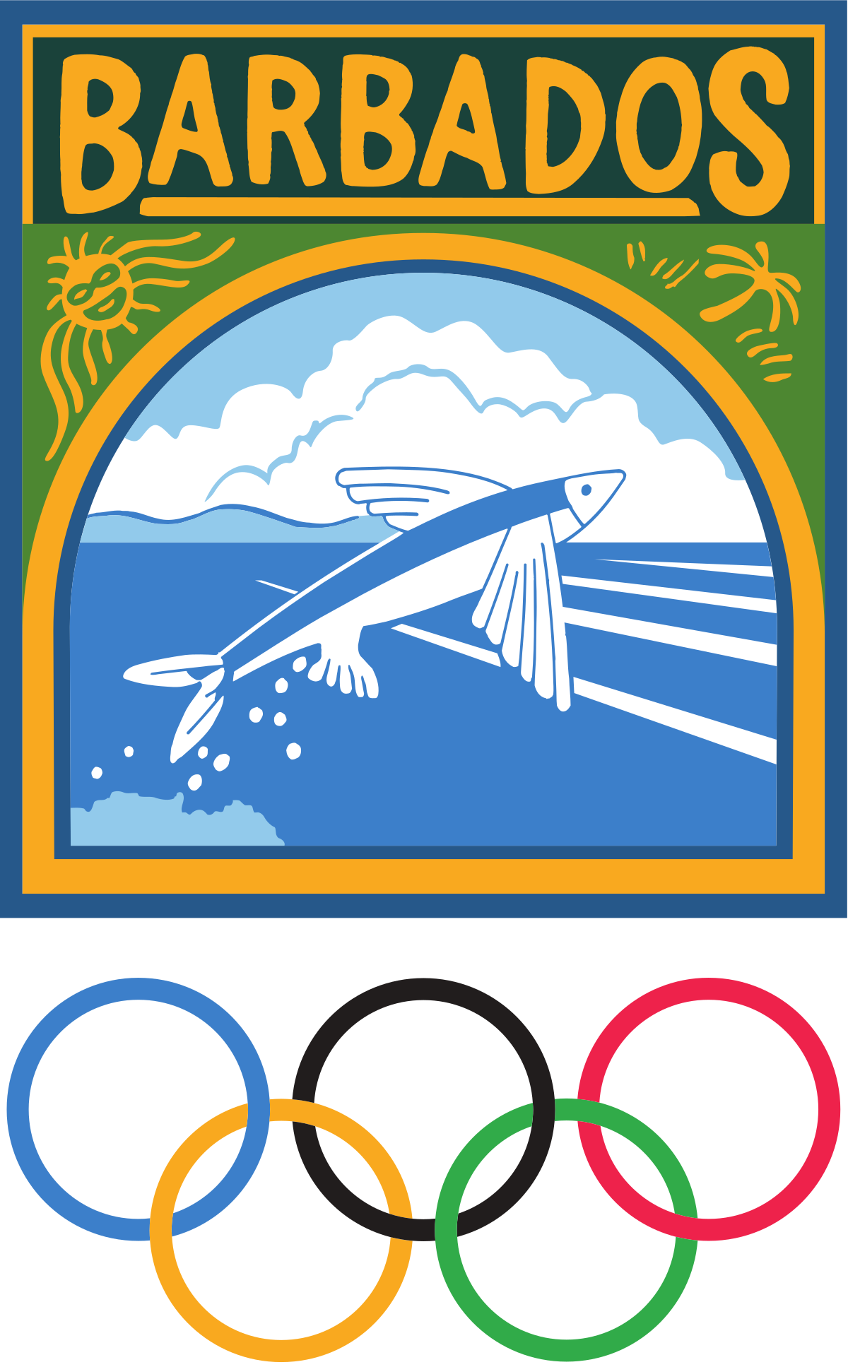 Barbados Flying Fish Olympic Rings Poster