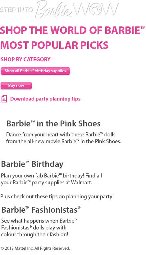 Barbie Advertisement Webpage Snapshot