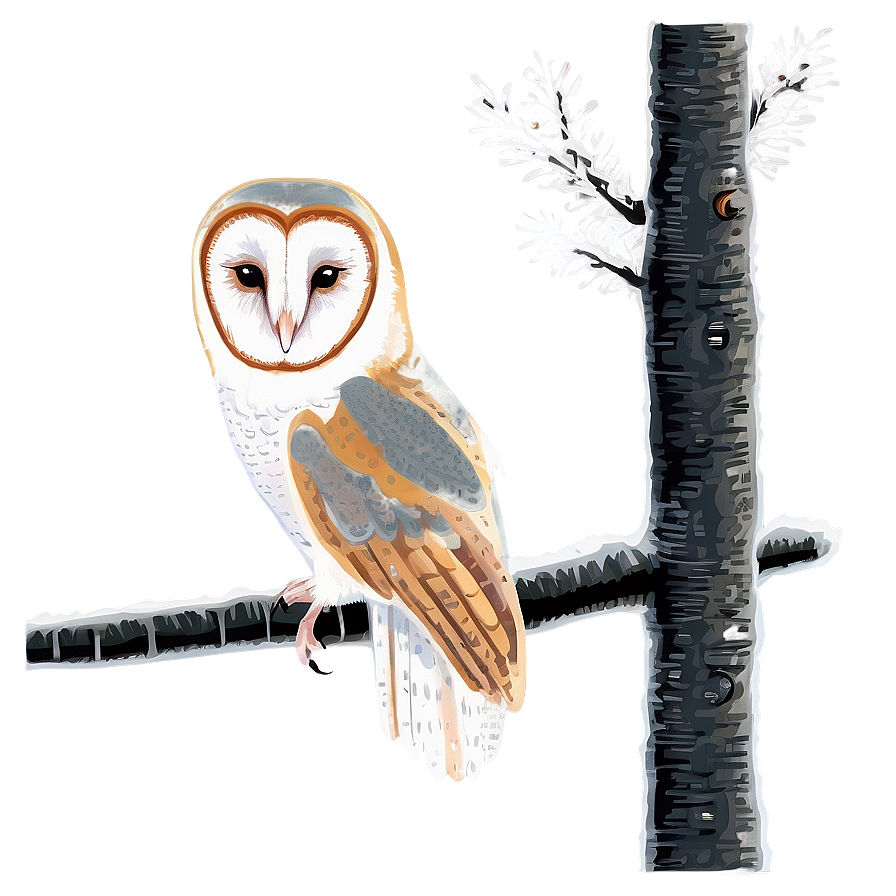 Barn Owl In Winter Setting Png 17