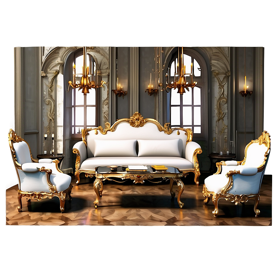 Baroque Living Room Opulence Png Fwm54