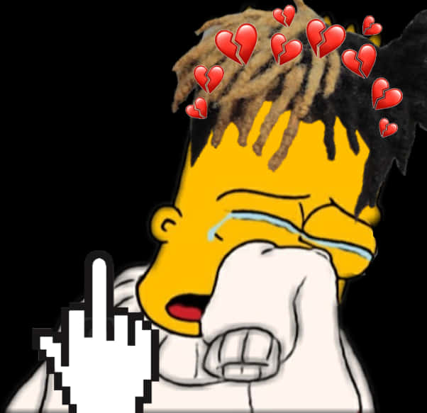 Bart Simpson Love Heartbreak Middle Finger