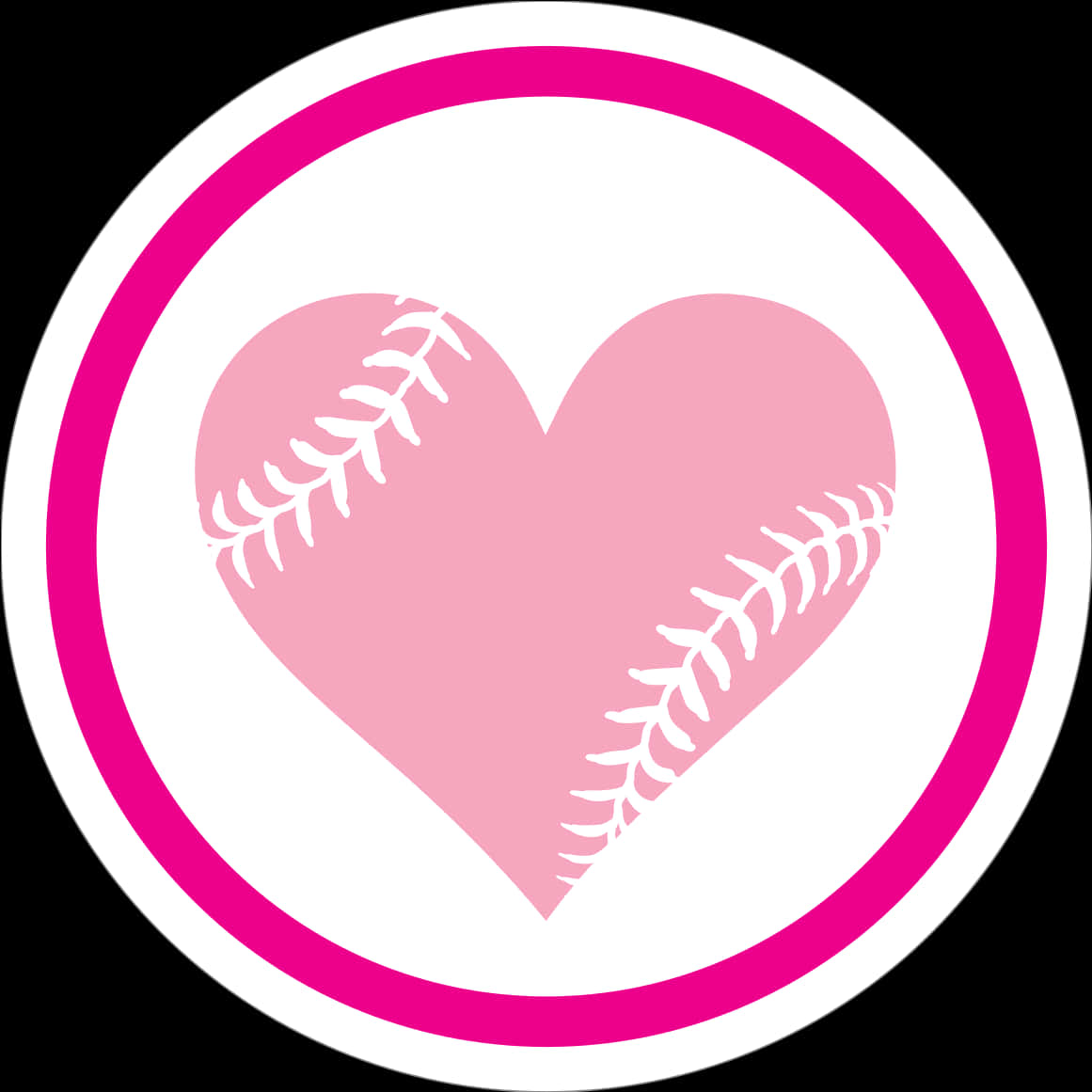 Baseball Heart Graphic Pinkand White