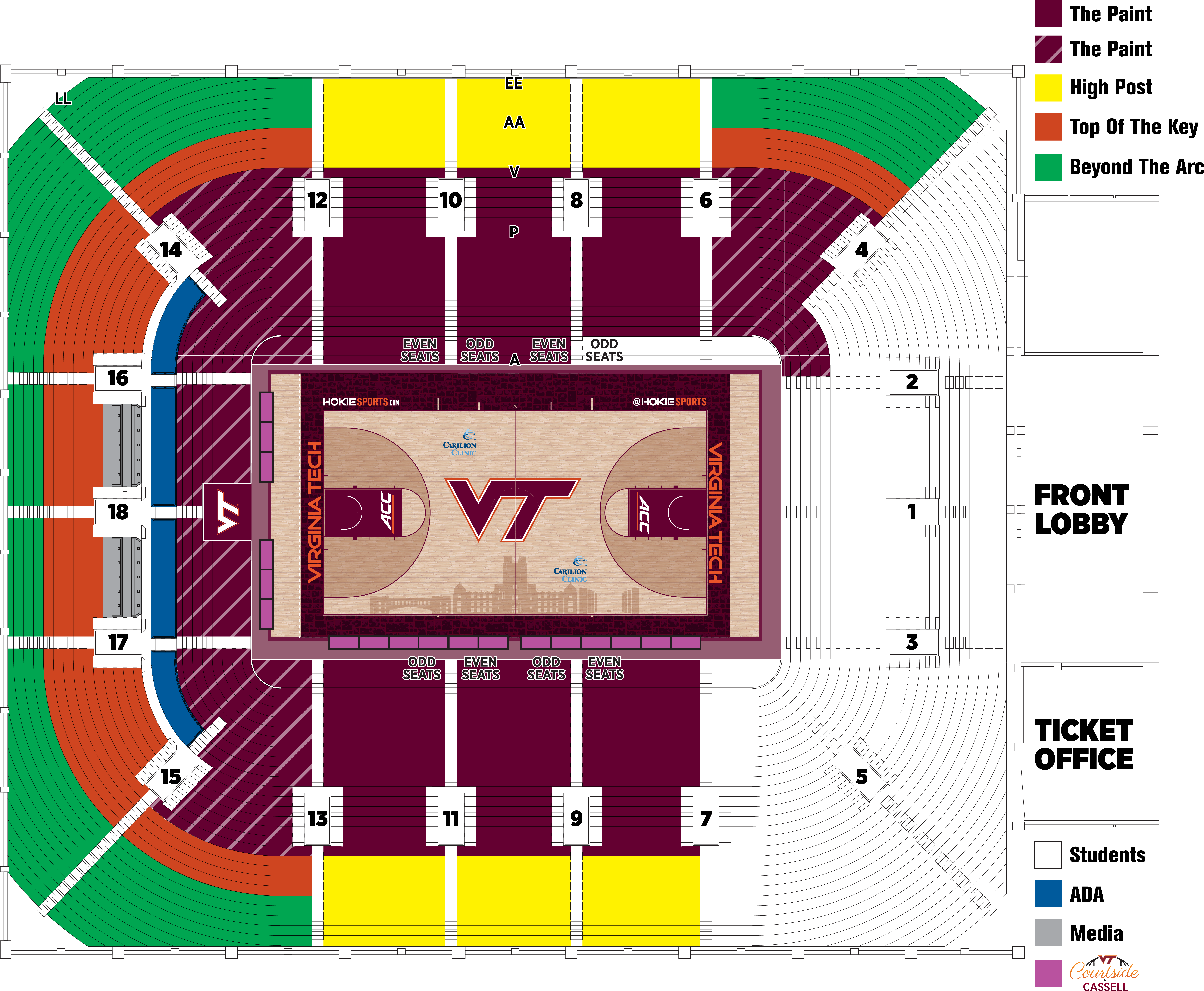 Basketball Court Seating Chart Virginia Tech