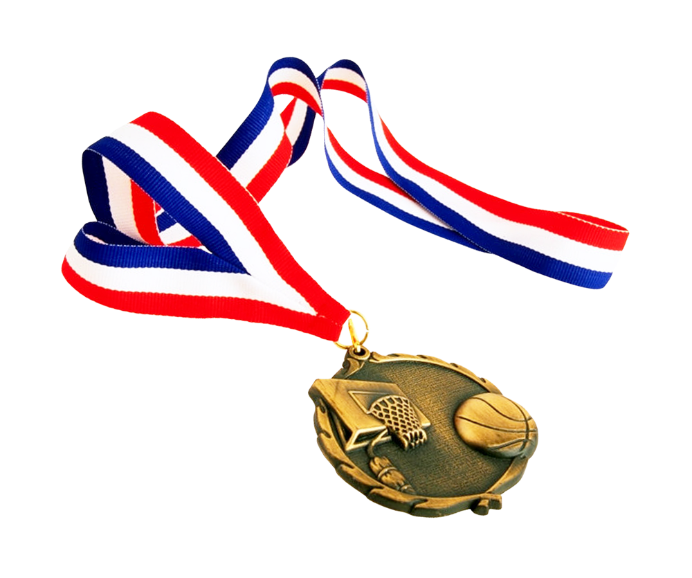 Basketball Medalwith Tri Color Ribbon