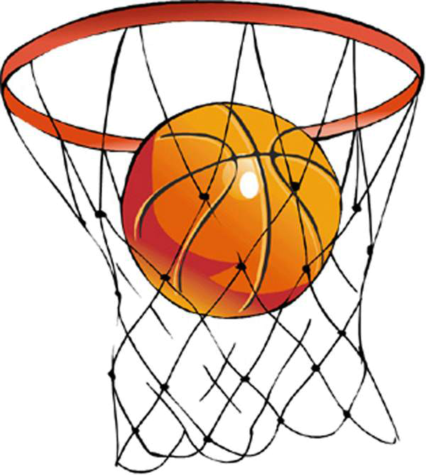 Basketball Swishing Through Hoop Clipart