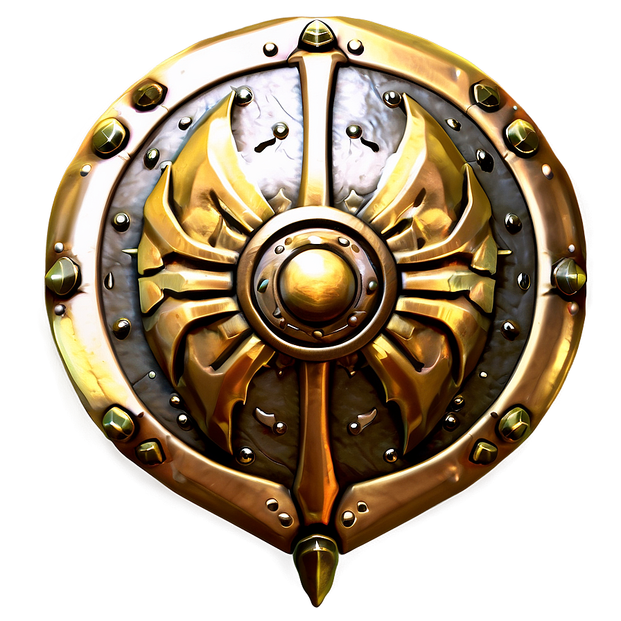 Battle-ready Gold Shield Png Hyq