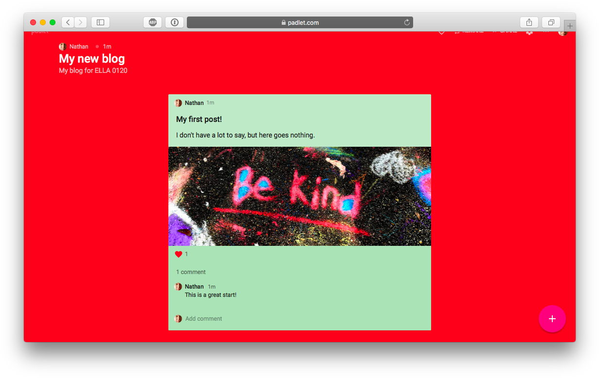 Be Kind Blog Post Screenshot