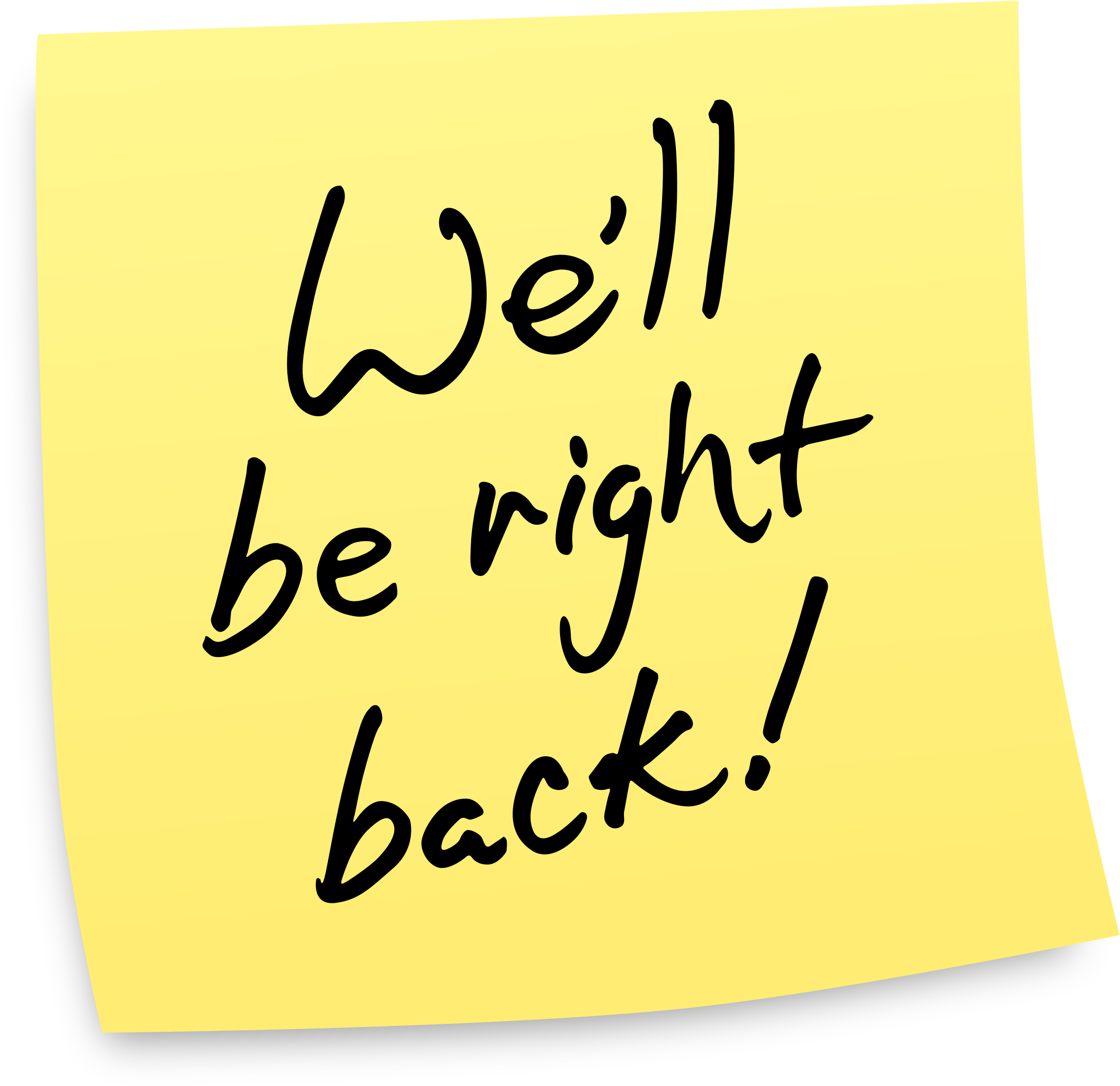 Be Right Back Post It Note Message
