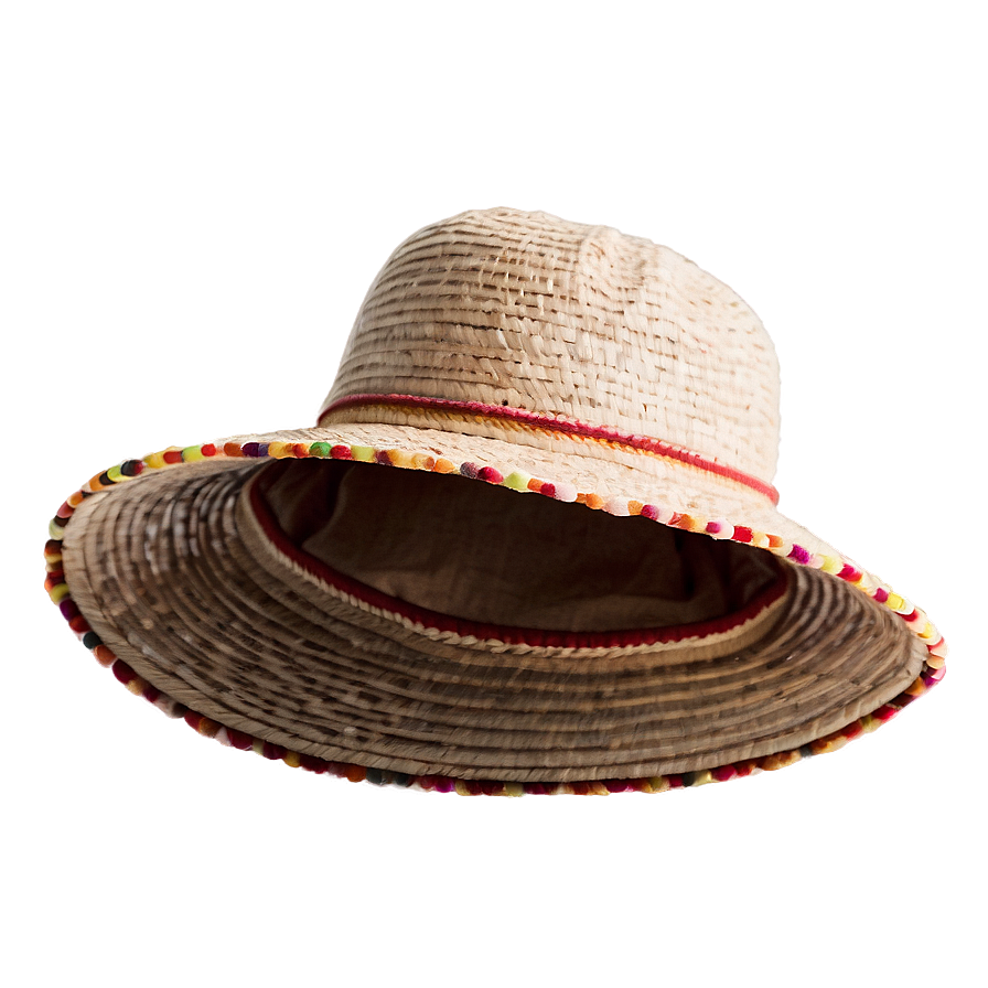 Beach Hat With Pompoms Png 86