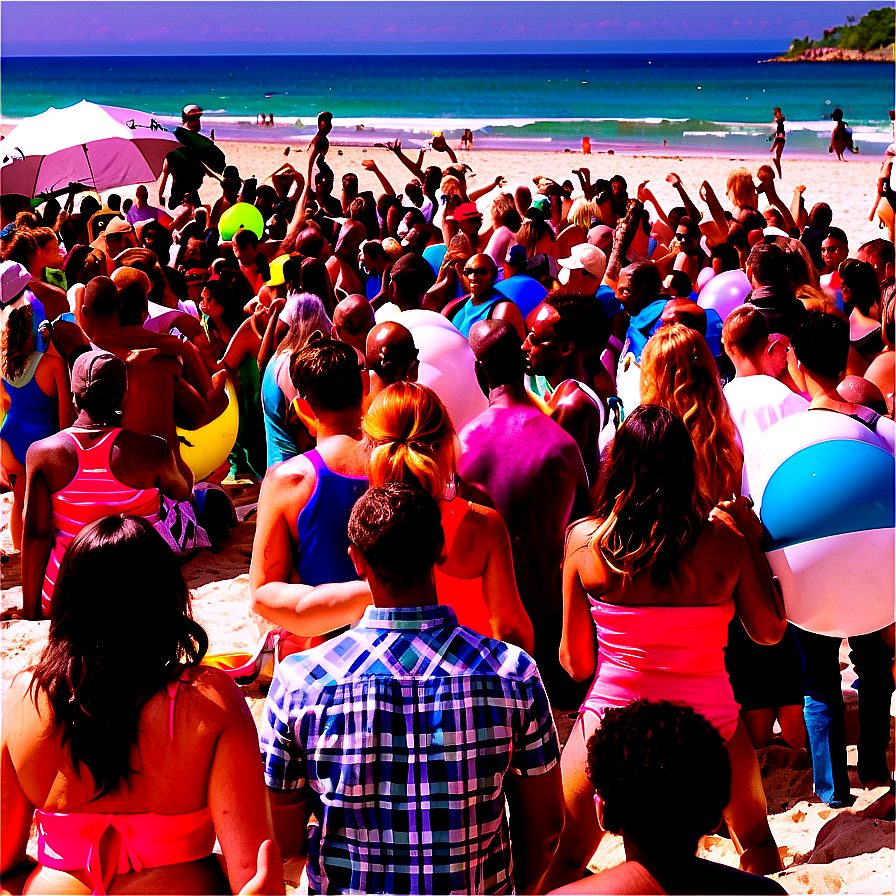 Beach Party Crowd Png 05242024