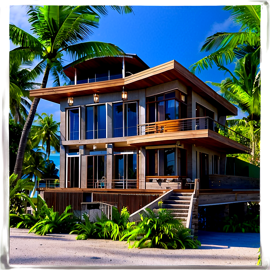 Beachfront Mansion Sunset Png Hto73