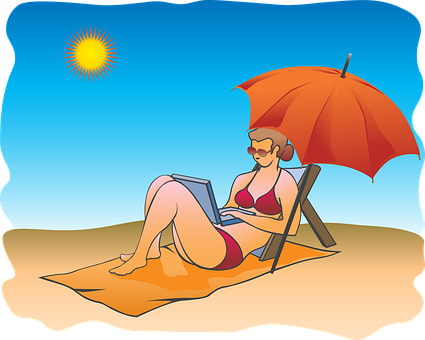 Beachside Remote Work Illustration