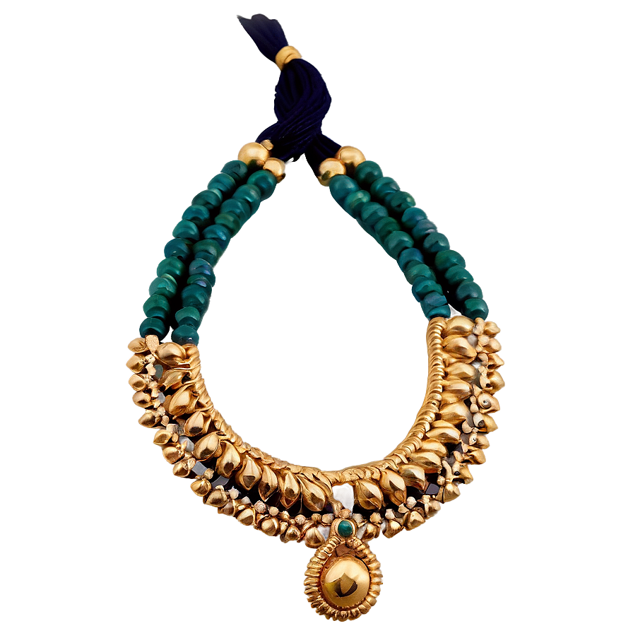 Beaded Gold Necklace Png 06122024