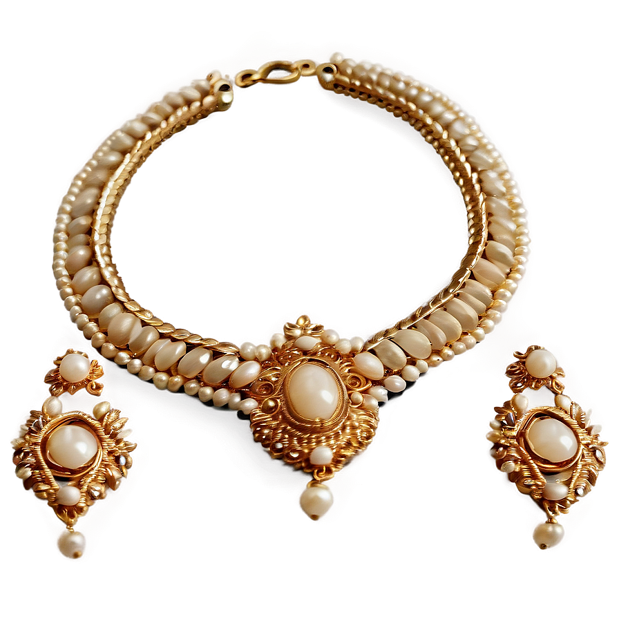 Beaded Gold Necklace Png Kvi