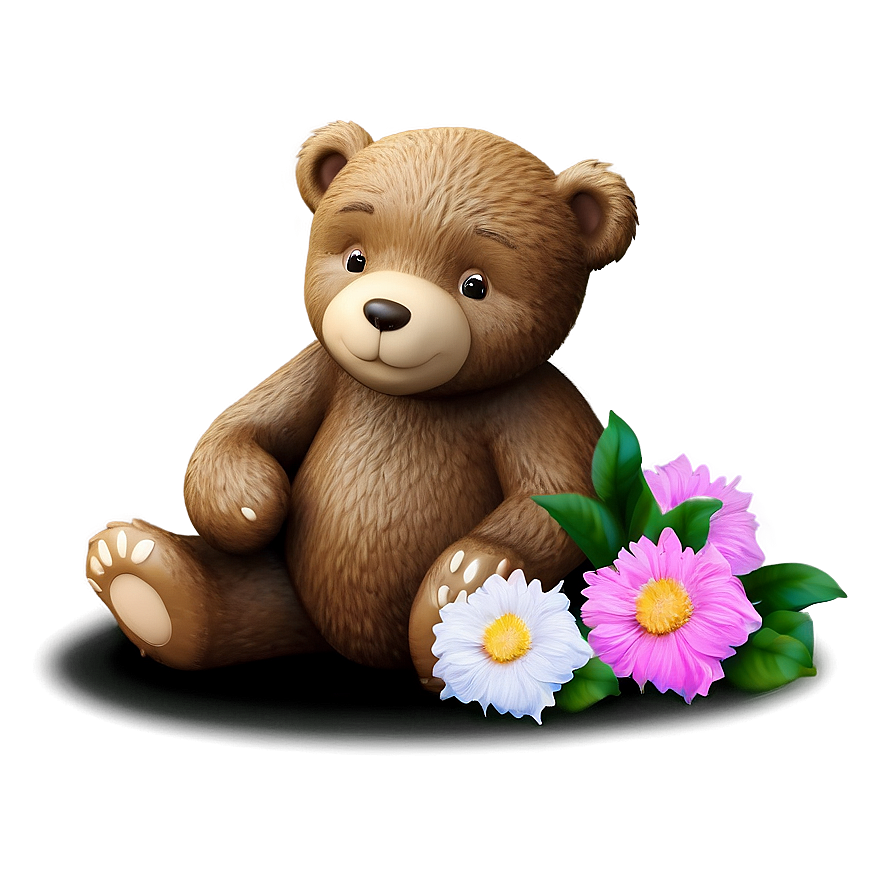 Bear And Flowers Png 05032024