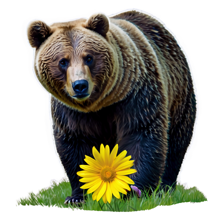 Bear And Flowers Png Grj48