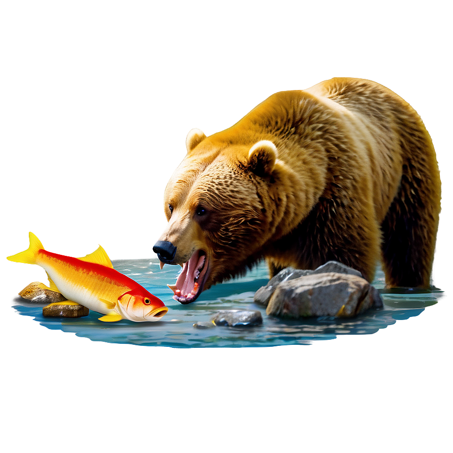 Bear Eating Fish Png Sgc
