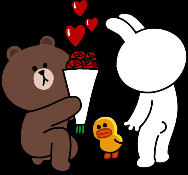 Bear Gifting Roses Cartoon