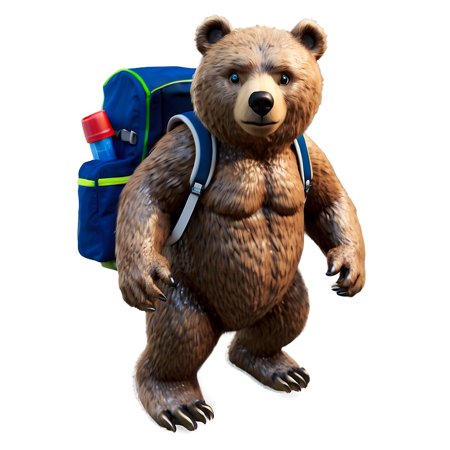 Bear With Backpack Png 05032024