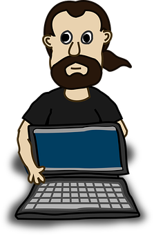 Bearded Cartoon Manwith Laptop