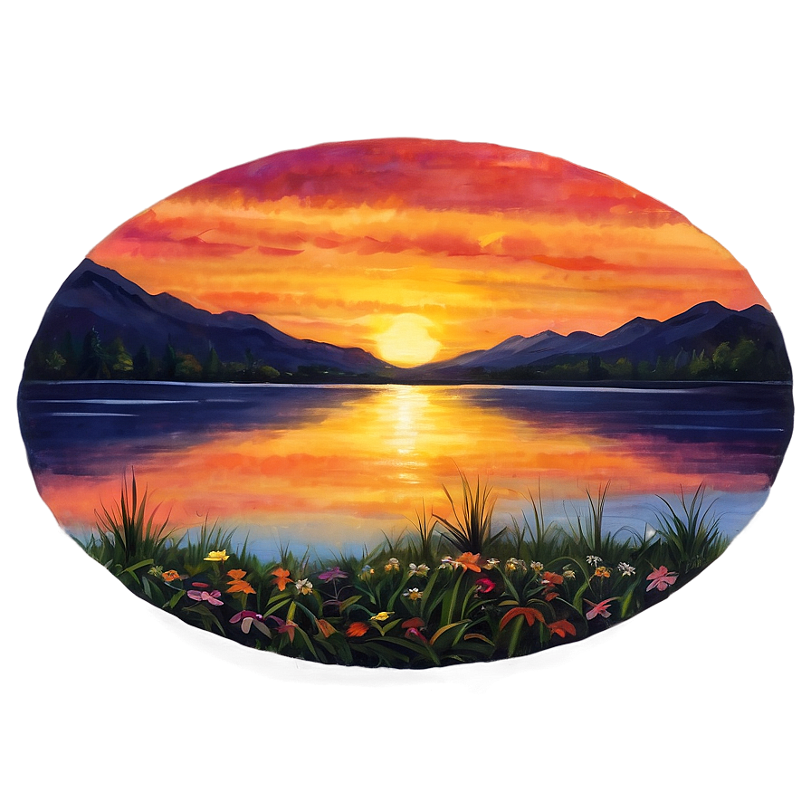 Beautiful Sunset Painting Png Hcn