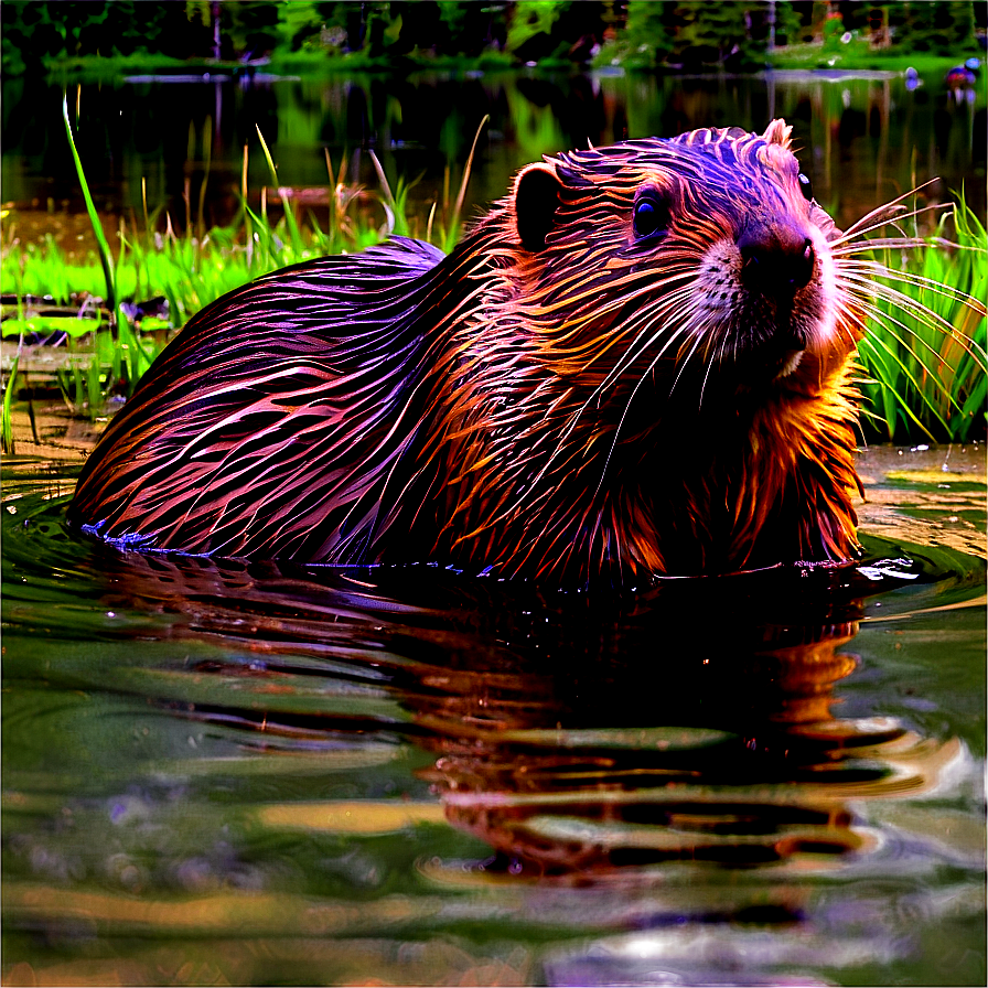 Beaver And River Scene Png Lso40