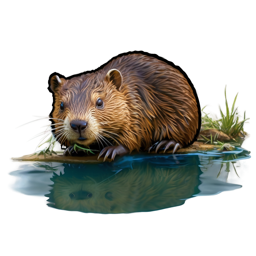 Beaver And River Scene Png Vxa20