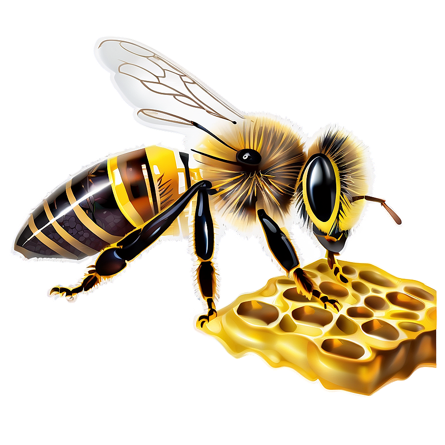 Bee On Honeycomb Png 06252024