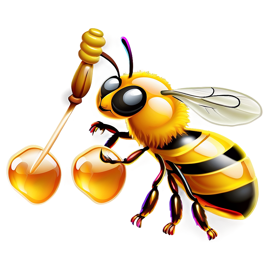 Bee With Honey Dipper Png Ytt61