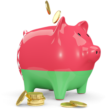 Belarusian Flag Colored Piggy Bank Saving Concept